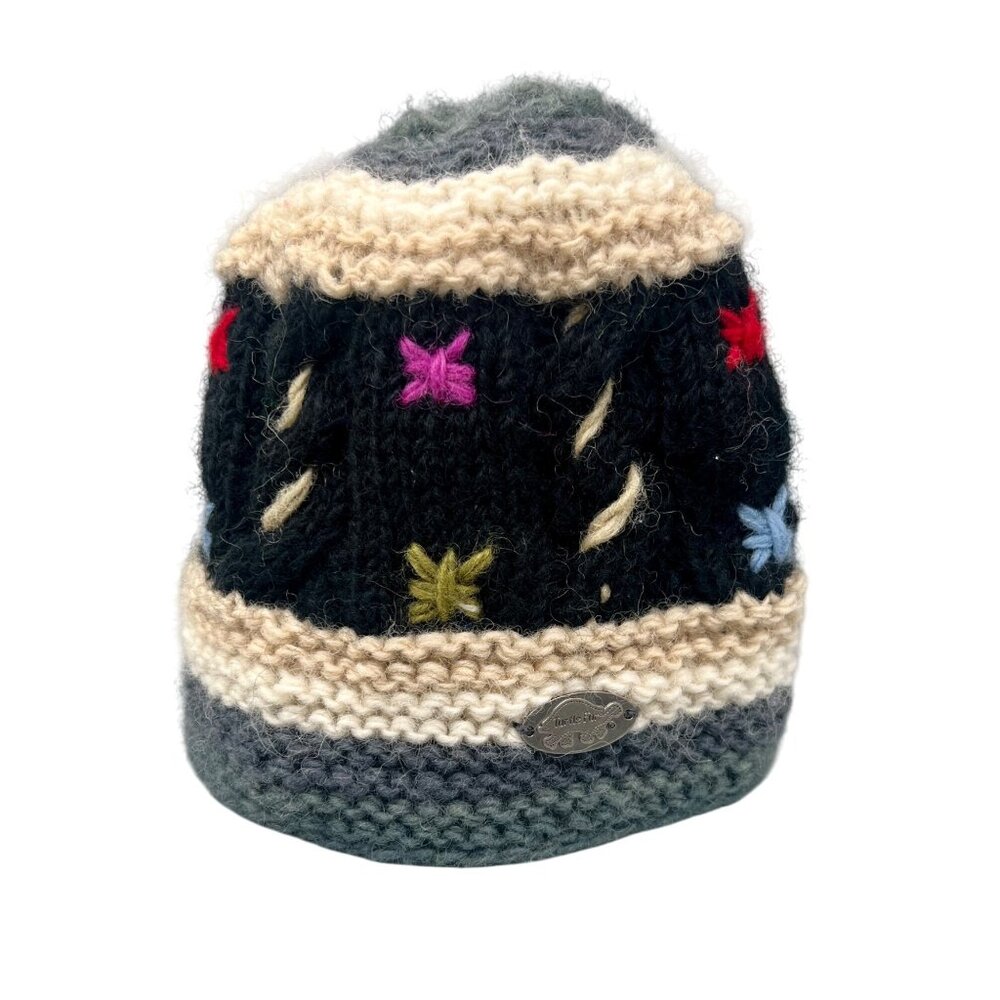 Turtle Fur Wool Knit Beanie Hat Hand Knit in Nepal Snowboarding Skiing - Picture 1 of 7